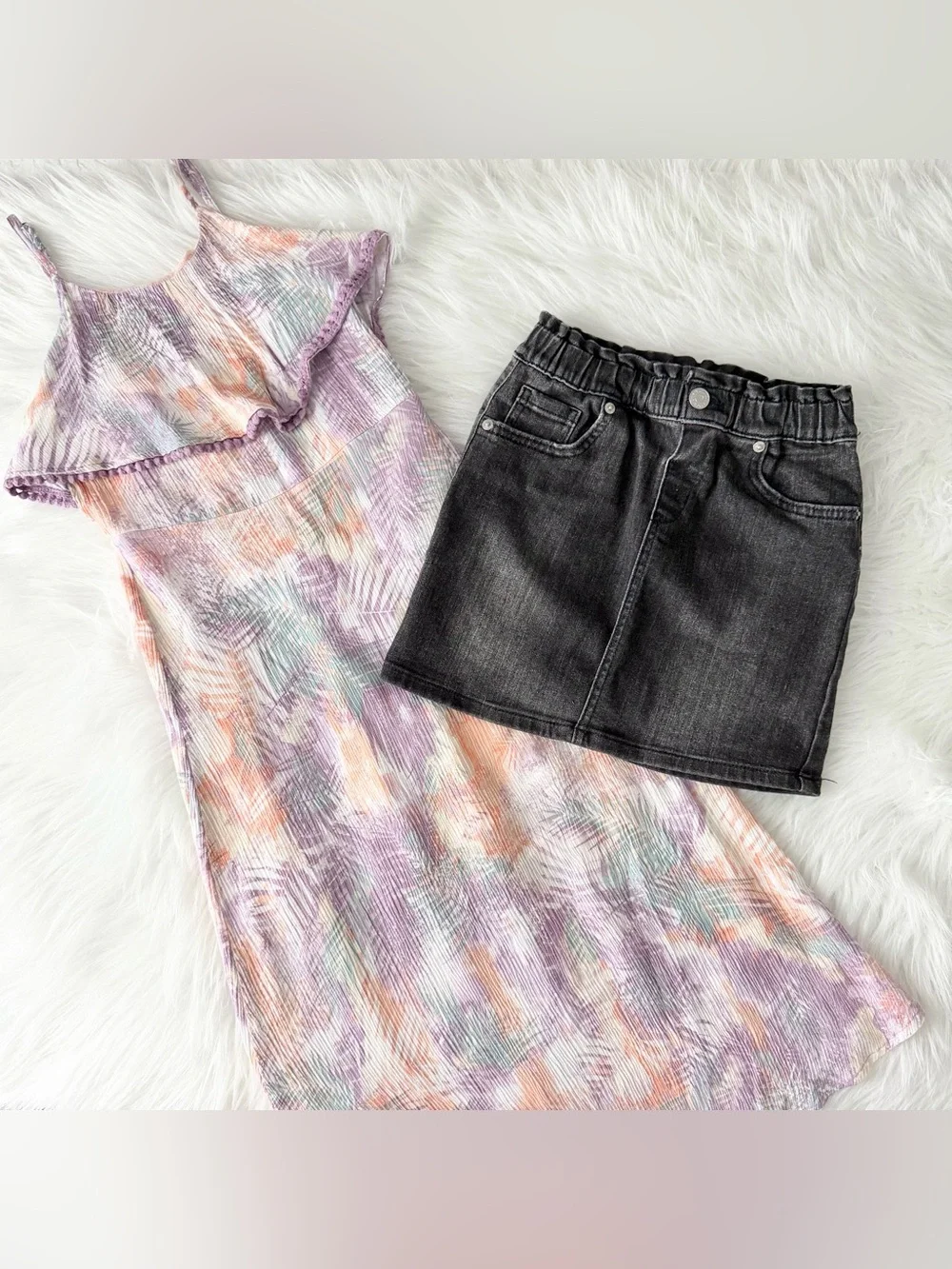 Bundle Girls Maxi Dress + Denim Skirt